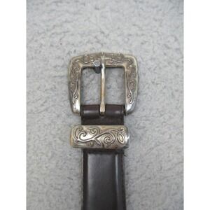Vintage The Ritz Leather Weatern Belt Mens M Brown Cowboy Biker Concho Buckle